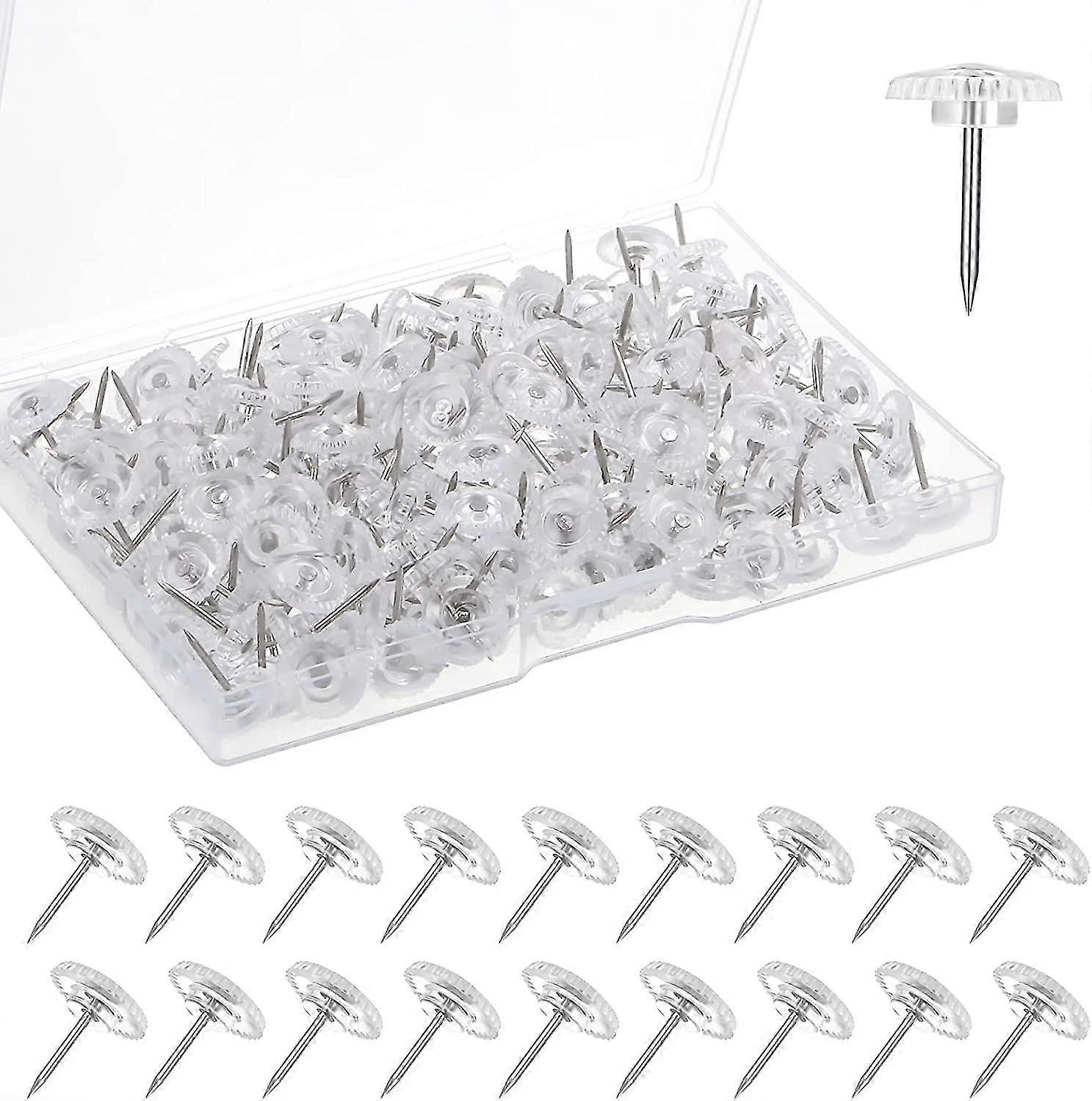 Clear Thumb Tacks, Thumb Tacks For Wall Hangings, Standard Clear Push Pins Steel Point And Transparent Plastic Head For Bulletin Board Cork Board, Fab