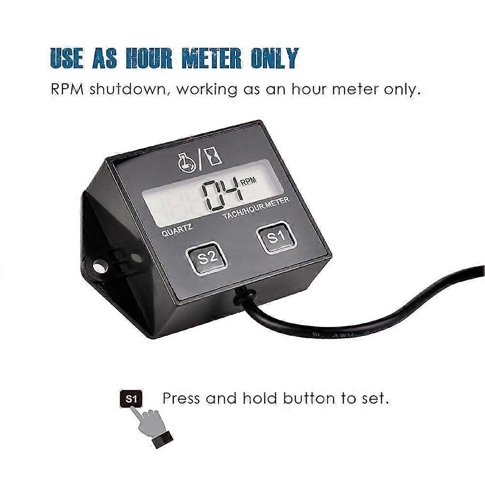 Digital Engine RPM Tachometer Hour Meter Gauge. For 2 Stroke and 4 ...