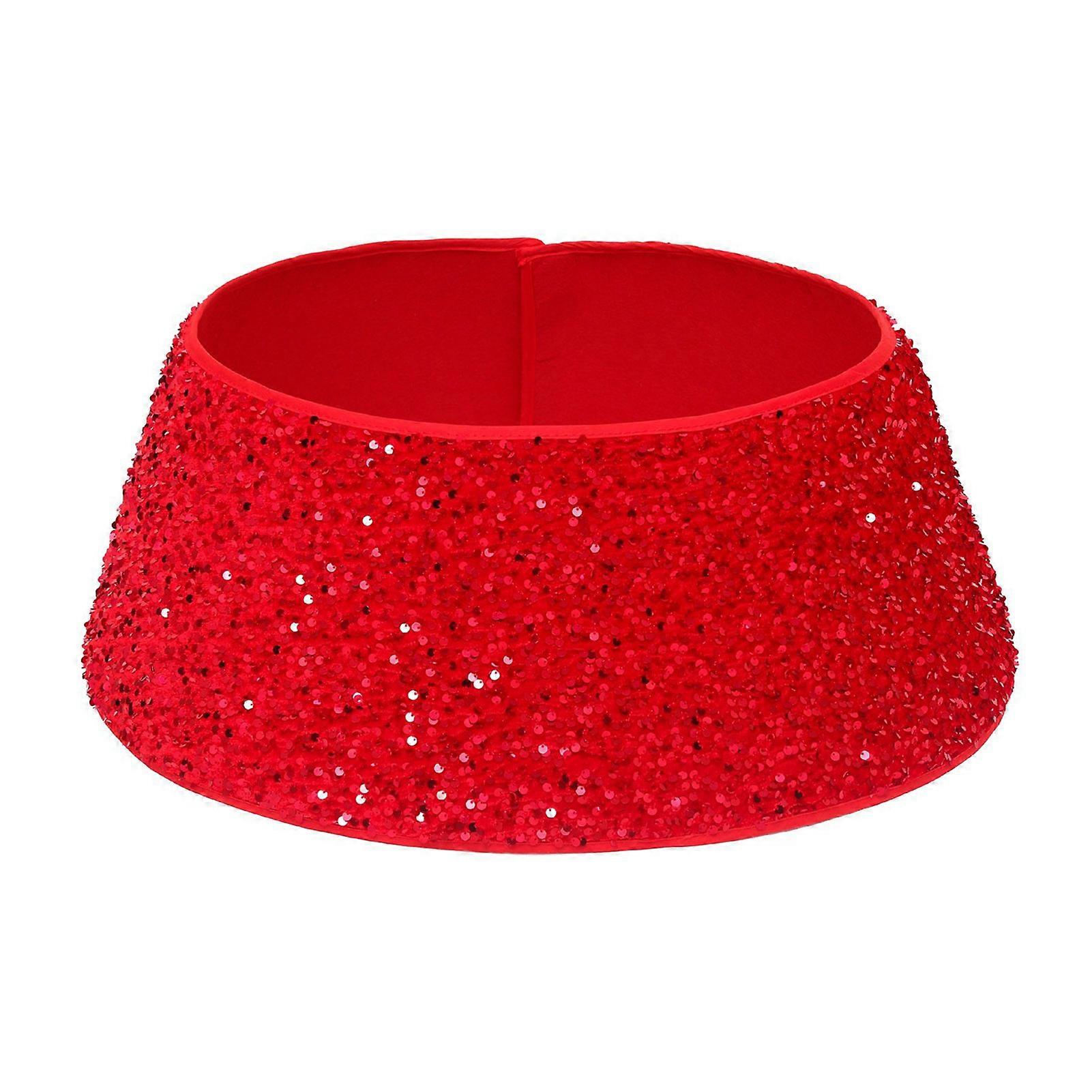 Sequins Christmas Tree Collar Round Fastener Tape Reusable Indoor Holiday Decoration Xmas Tree Ring Base Cover Party Supplies
