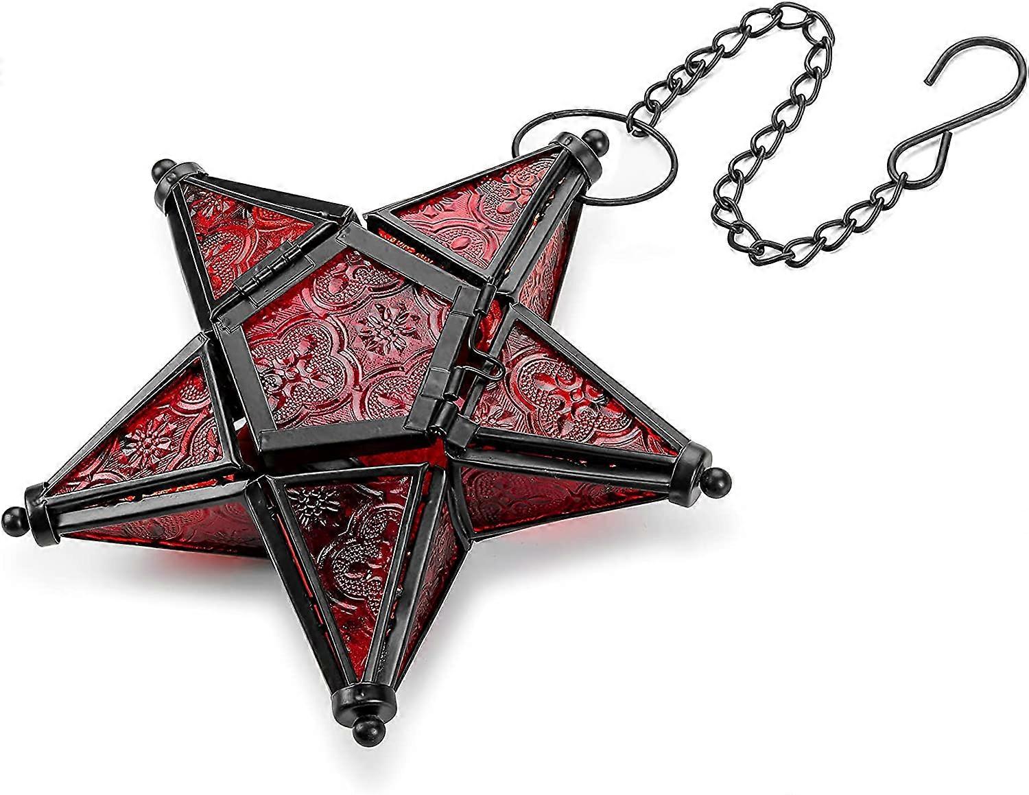 Candle Lantern Window Decoration Hanging Ornaments - Red