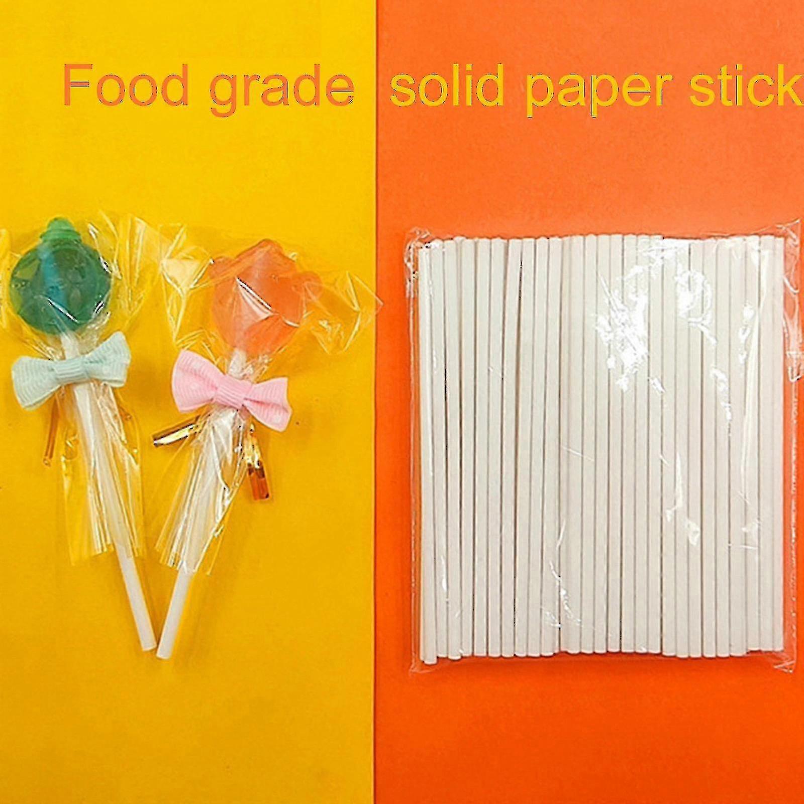 Lollipop Stick Solid Paper Stick Food Grade Cake Stick Chocolate Stick 100pcs