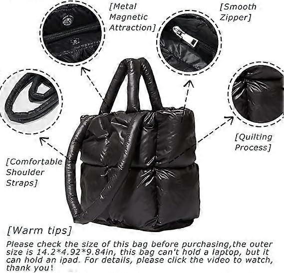 Puffer Tote Bag For Women - Soft Fluffy Quilted Shoulder Bag, Large Capacity Handbag, Down Cotton Padded Purse - View #4