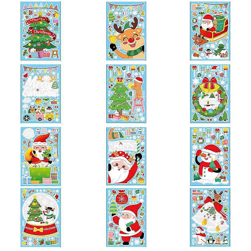 Christmas Decals Window Stickers , 6pcs Sticker Decor For Christmas New Year Party Decorations