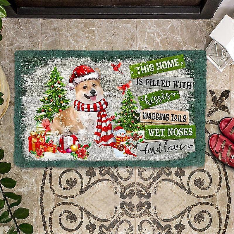 Tento domov je plný polibkůČokoládová rohožka labradorského retrívra 3D tištěná vnitřní venkovní rohožka protiskluzový styl-3