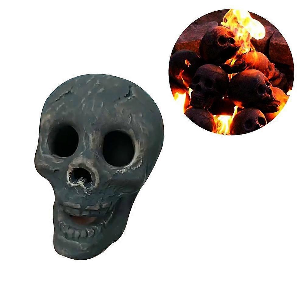Simulated Human Head Bone Ceramic Fireproof Fire Pit Skeleton Log for Bonfire Campfire Fireplace Halloween Decor