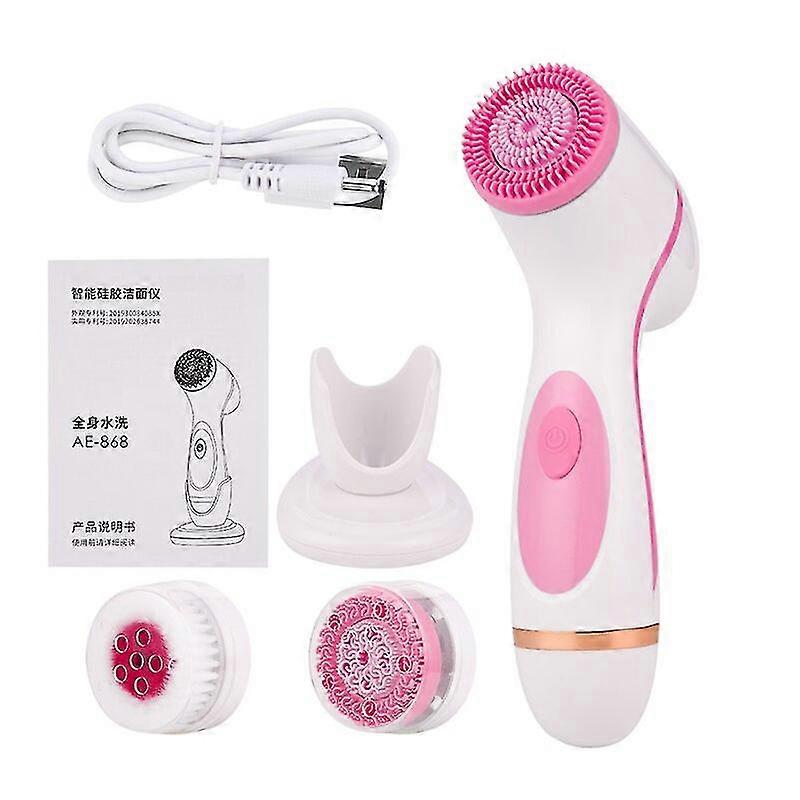 3 In 1 Electric Facial Cleansing Brush Silicone Rotating Face Brush Deep Cleaning Skin Peeling Massager Cleanser Exfoliation