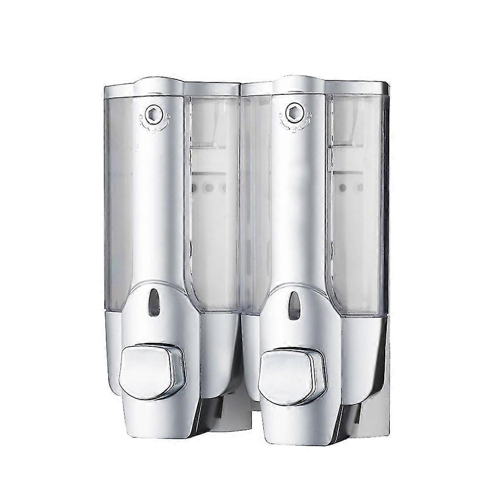 1pc Double-head Manual Wall-mounted Push Type Liquid Soap Bottle Plastic Refillable Shampoo Liquid Soap Container Dispenser