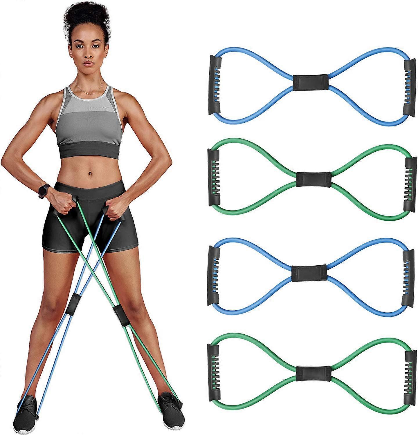 Figure 8 Fitness Resistance Bands with Handles - Exercise Tube Band Set of 4 for Arm and Shoulder Stretch
