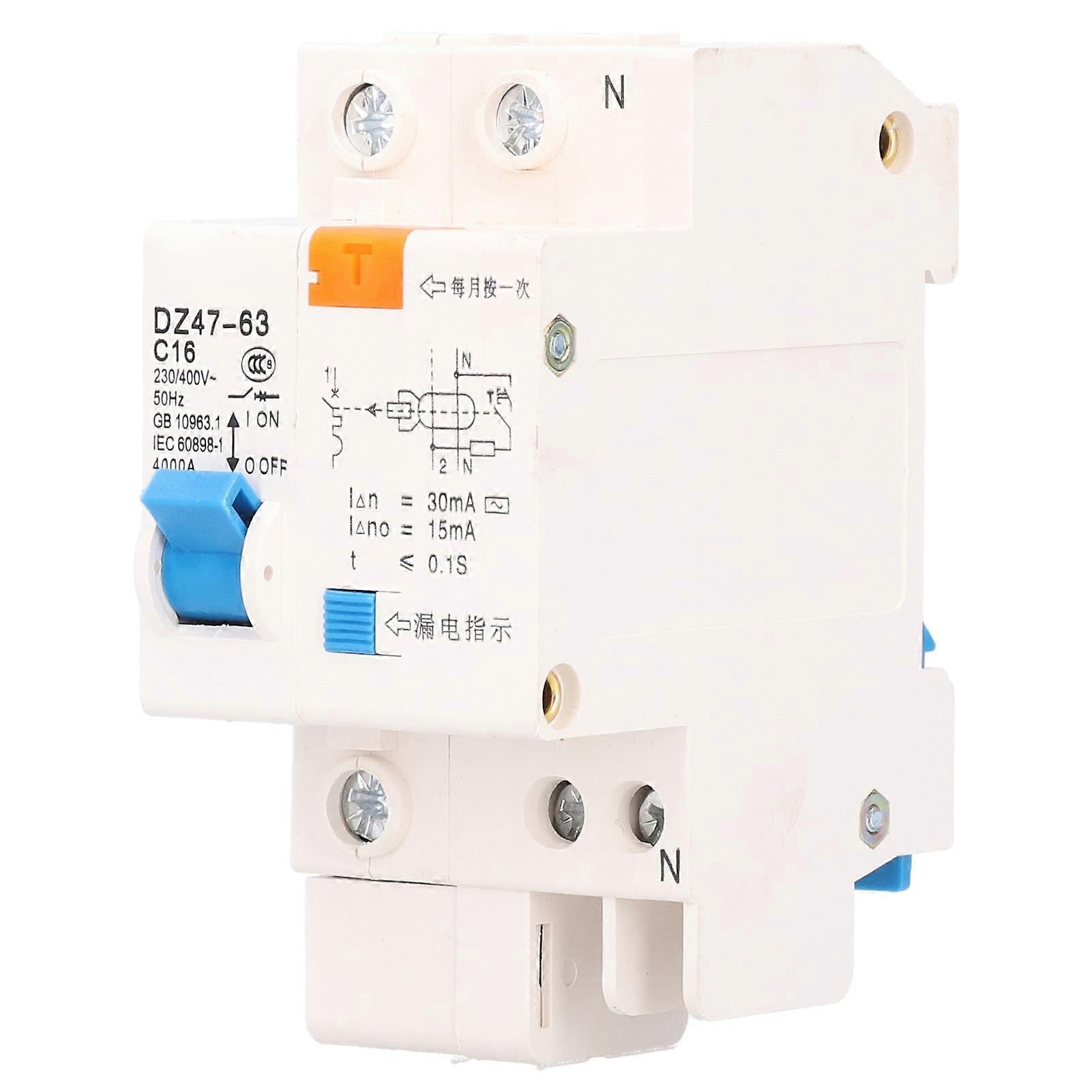 1P16 Residual Current Circuit Breaker DZ47LE Leakage Protector Overload Protection 220V