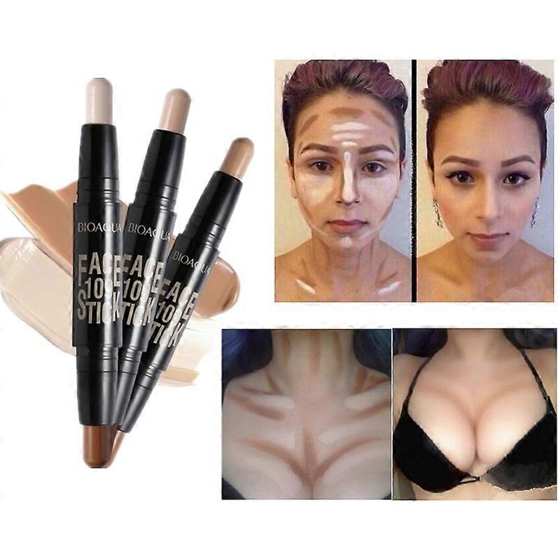 Makeup Face Concealer Pencil Double-end Make Up Eyebrow Pen + Foundation Base Contour