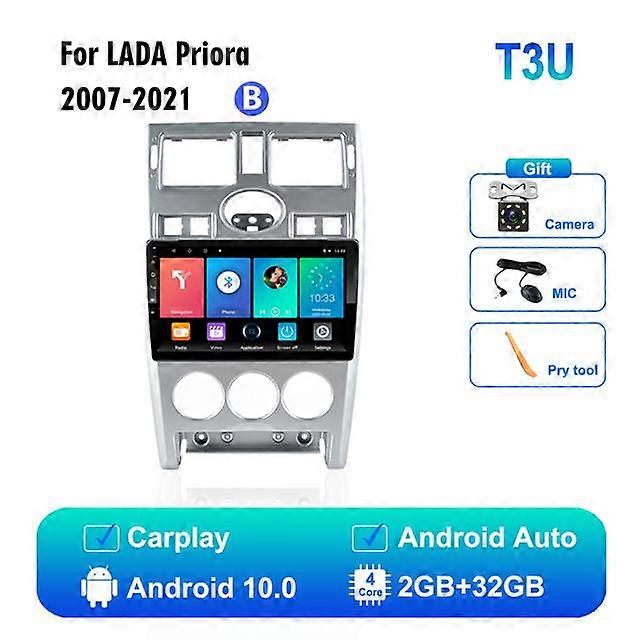 Icreative 9 Zoll Autoradio Für Lada Priora 2007 - 2021 2Din Android 4G WiFi Carplay GPS Navigation Multimedia Player Auto Stereo