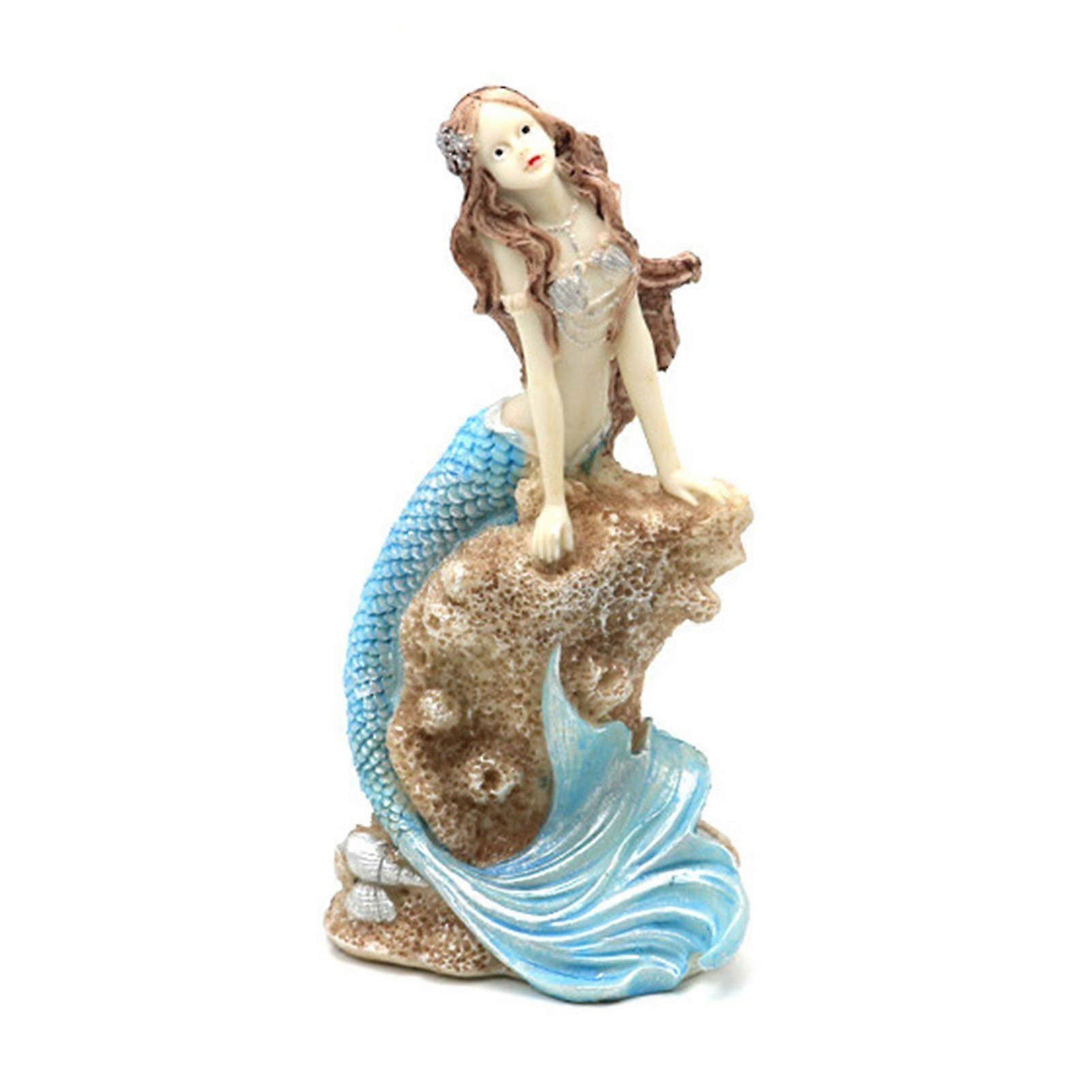 Aquarium Mermaid Statue Realistic Shape Diy Resin Whimsical Design Aquarium Mermaid Decoration Pet Supplies