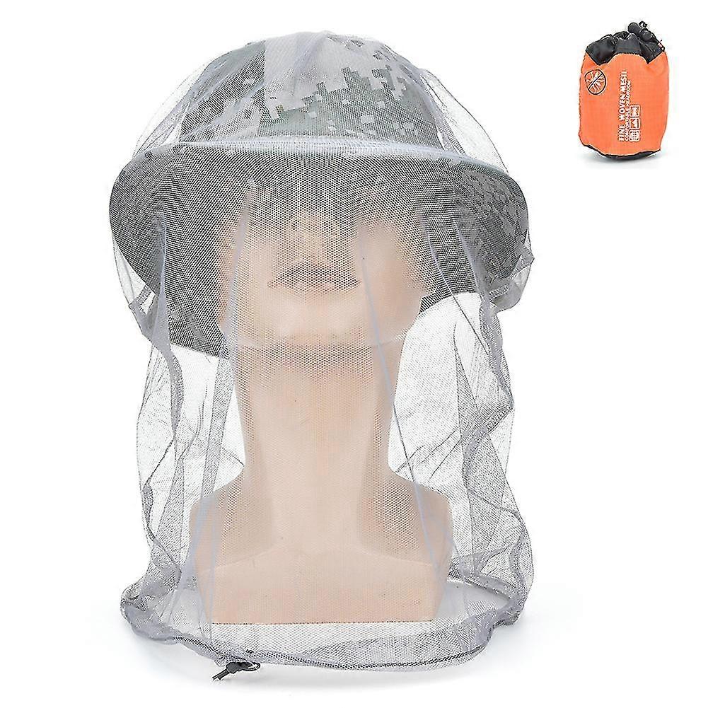 Breathable Insect Prevention Net Hat - 5Pcs Outdoor Anti-Mosquito Mesh for Fishing and Travel (Gray)