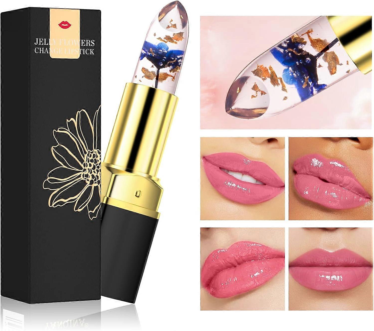 Crystal Jelly Flower Lipstick Magic Lip Color Changing Lip Balm Long Lasting Nutritious Lip Stick Color Change Lip Gloss