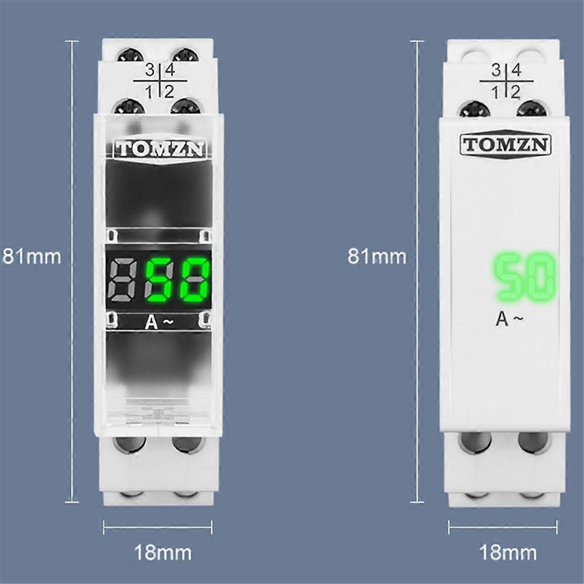Din Rail Single Phase Ampere Meter Ac 40-500V Mini Modular Ammeter Gauge Indicator LED Digital Dis