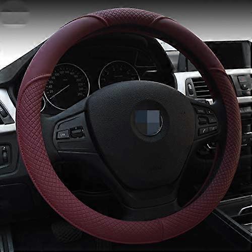 غطاء عجلة قيادة السيارة من الألياف الدقيقة جودة واقي عجلة قيادة السيارة المريح قطر عالمي 38 سم (15 بوصة) جلد أحمر