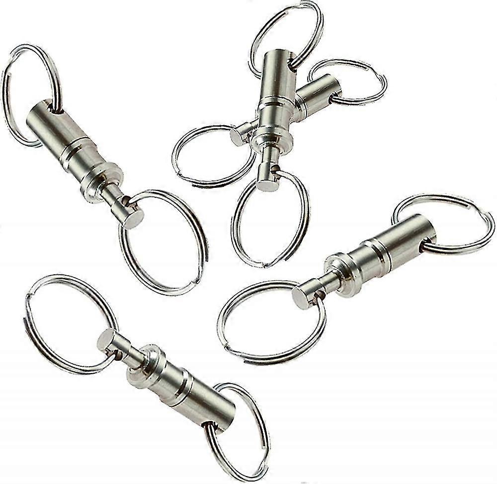 5pcs Detachable Keychain, Pull Open The Buckle Type Quick Release Keyring, Portable Keychain With Two Open Rings Silver