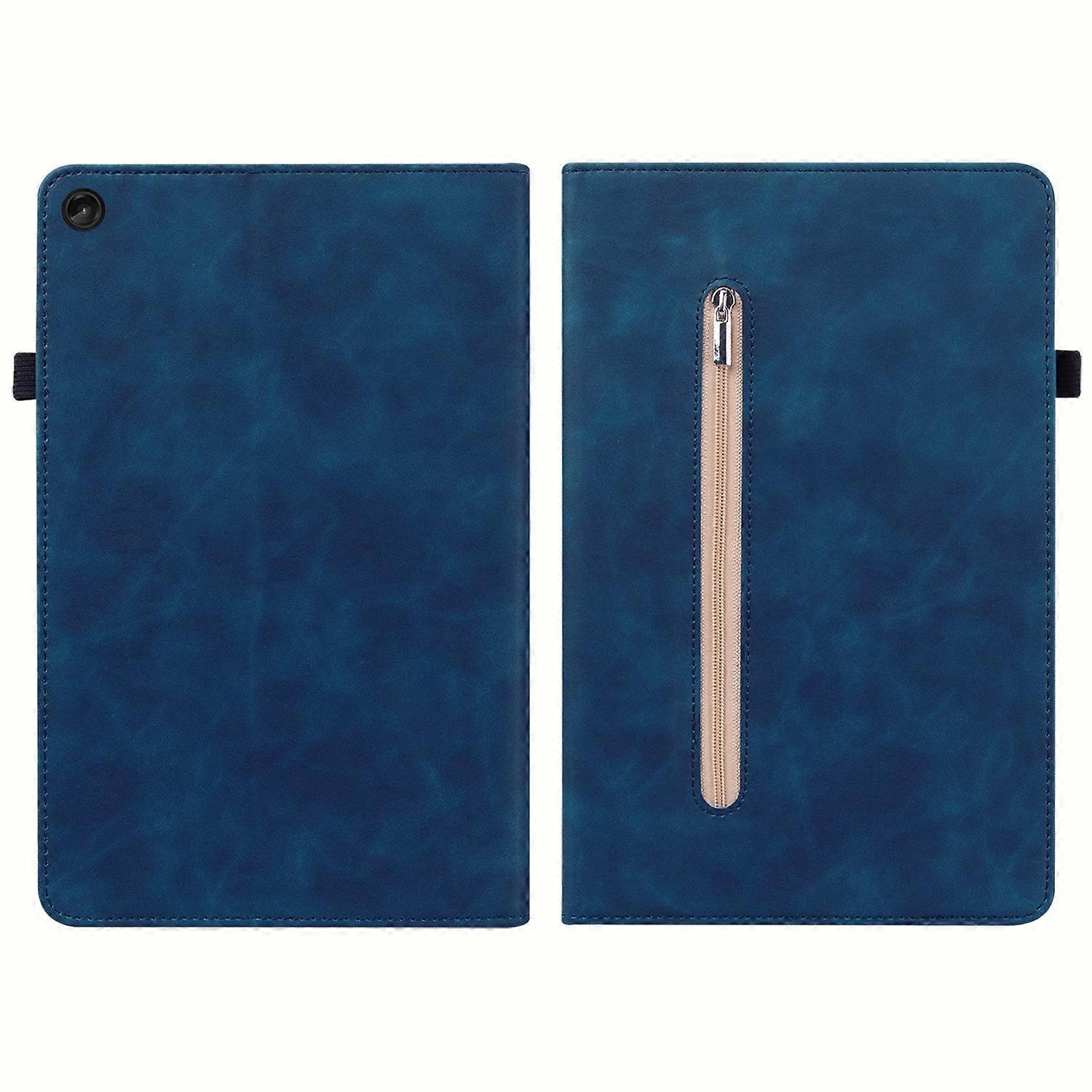 Tablet Case For Lenovo Tab M10 Plus 10.6 3rd Gen 2022 Skin Feel Solid Color Zipper Leather Tablet Case(Blue)