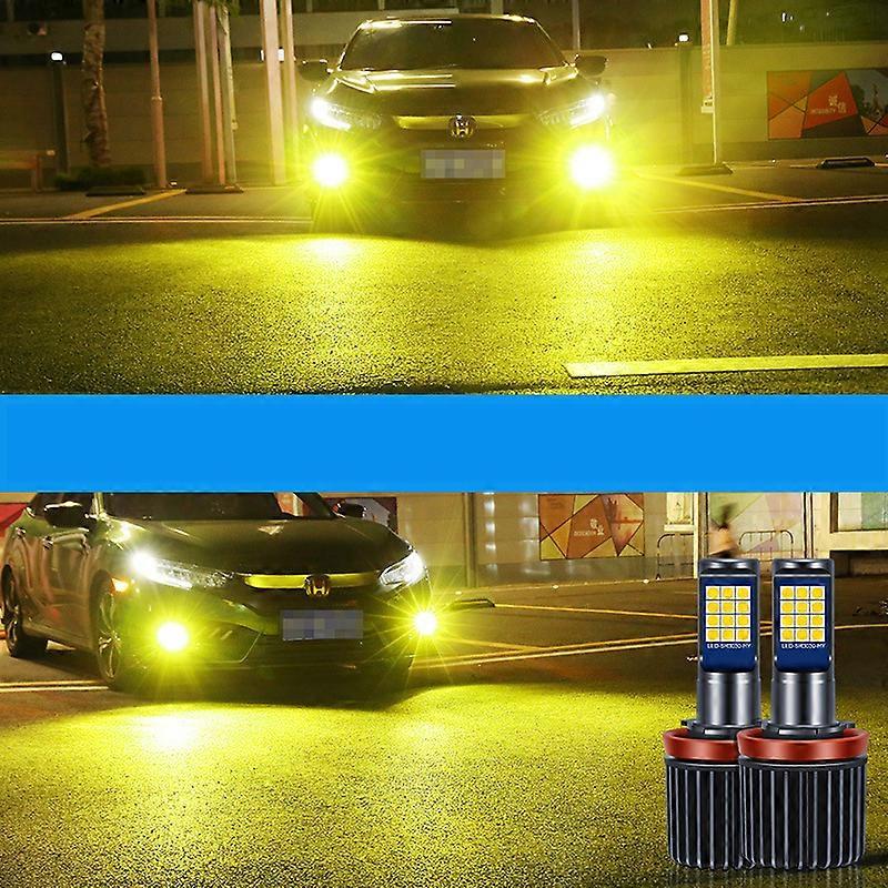 2Pcs Led Bulb H8 H11 Auto Fog Light H3 H27 880 881 9005 HB3 9006 HB4 Lemon Green Car Lamp 1200LM 12V DRL Driving Running Lamp