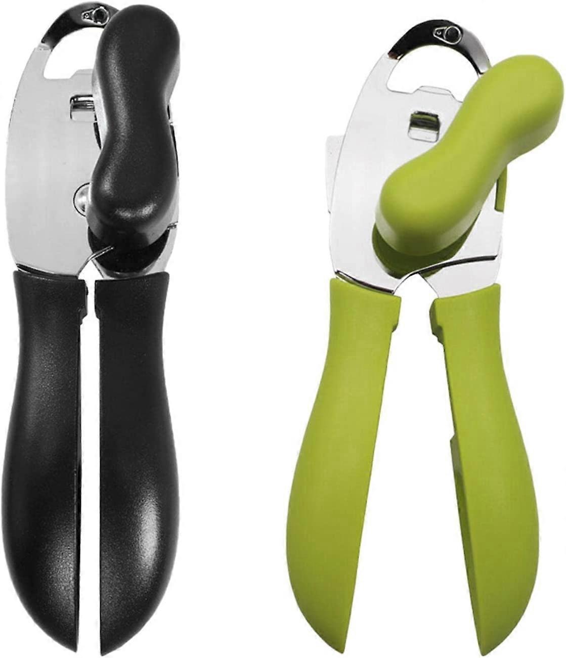 2PCS Manual Can Opener Tool 4 In 1(Green Black)