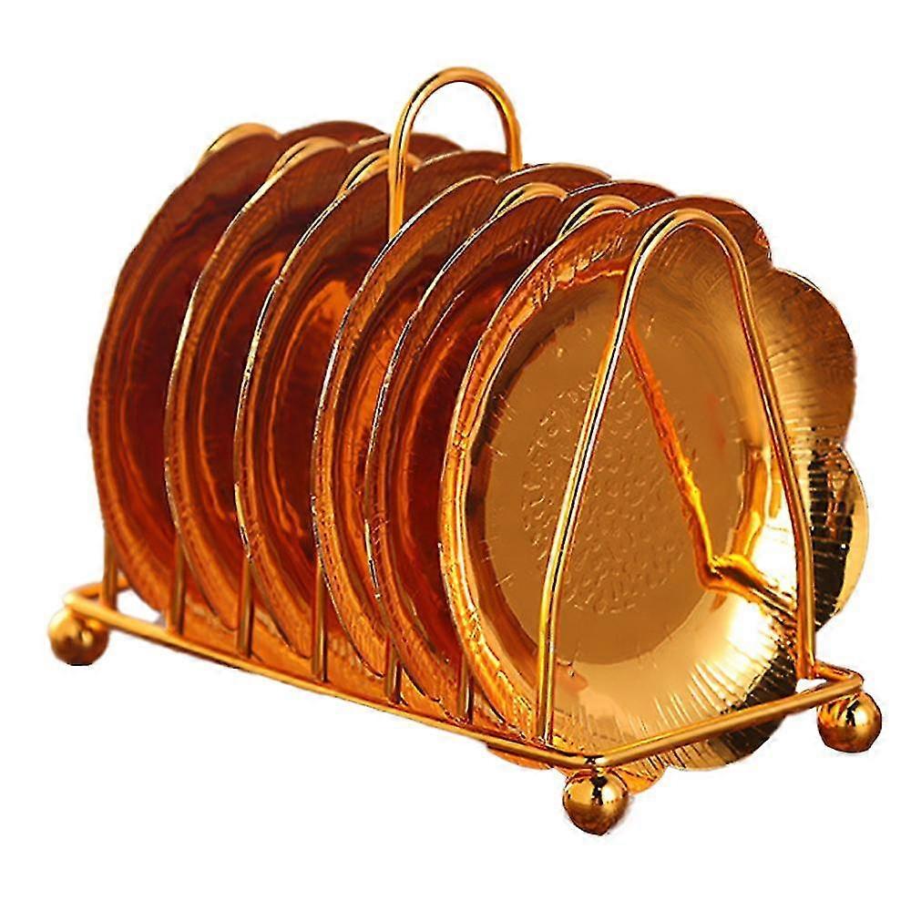 Coaster Creative Drink Coasters With Decorative Rack Non-slip Metal Cup Mats Tabletop Display With Holder-MXBC