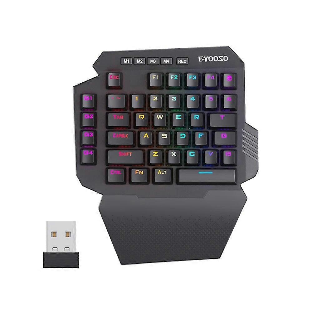 Mini One-Handed Gaming Mechanical Keyboard RGB Backlit 39 Keys 2.4G Wireless Keyboard Wrist Game Keypad for PS4,Laptop,PC Gamer