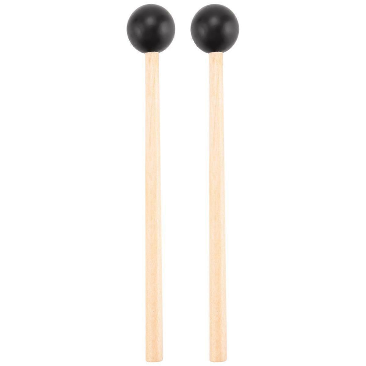 2Pcs Soft Rubber Head Sticks Wood Handle Bell Mallets for Glockenspiel Xylophone Bell Music Instrum