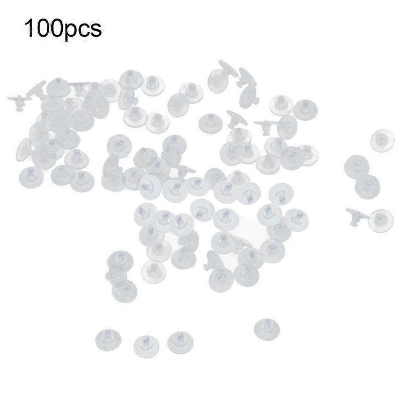100Pcs Transparent Silicone Earring Stopper Posts Safety Back Nuts Findings