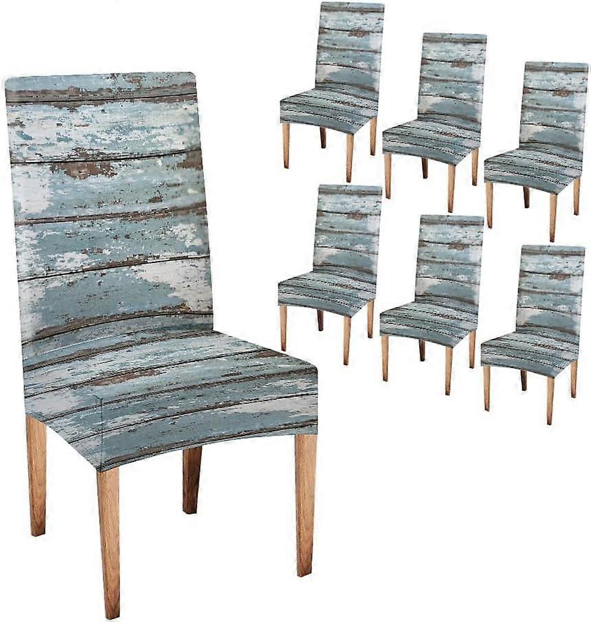 Rustic Dining Chair Slipcovers Set of 6 Green Barn Wooden Wall Planking Square Old Solid Wood Slats Rustic Shabb Super Fit Stretch Removable Washable