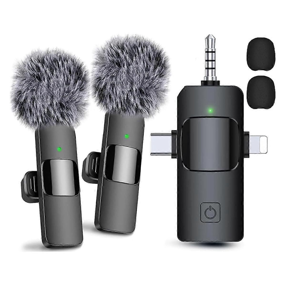 3 in 1 Wireless Lavalier Microphones for , Android, Camera, USB-C Microphone, Mini Microphone with Noise Reduction