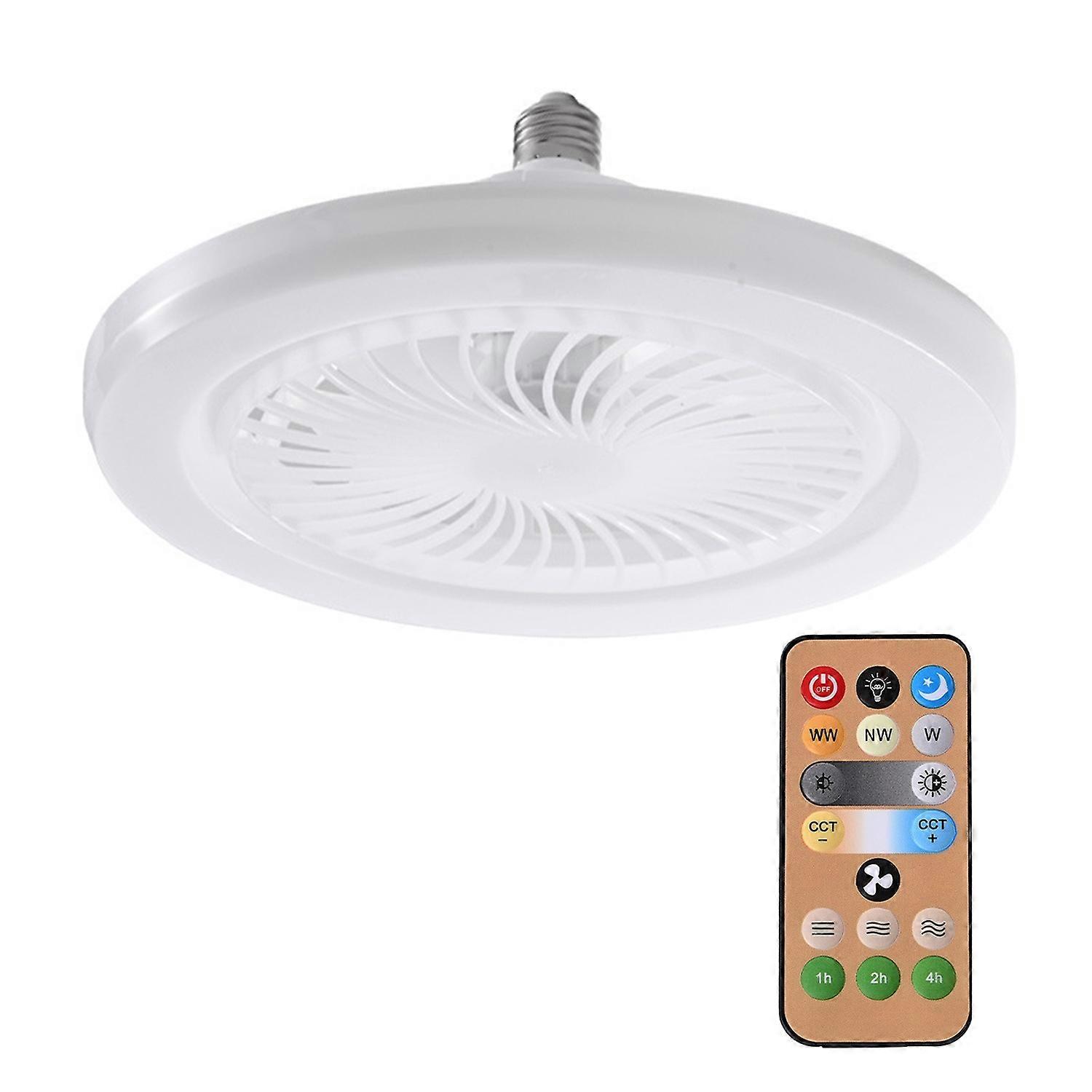Enclosed Ceiling Fan with Light Remote Control 3 Speed Settings Low Noise Energy-saving E27 Mini