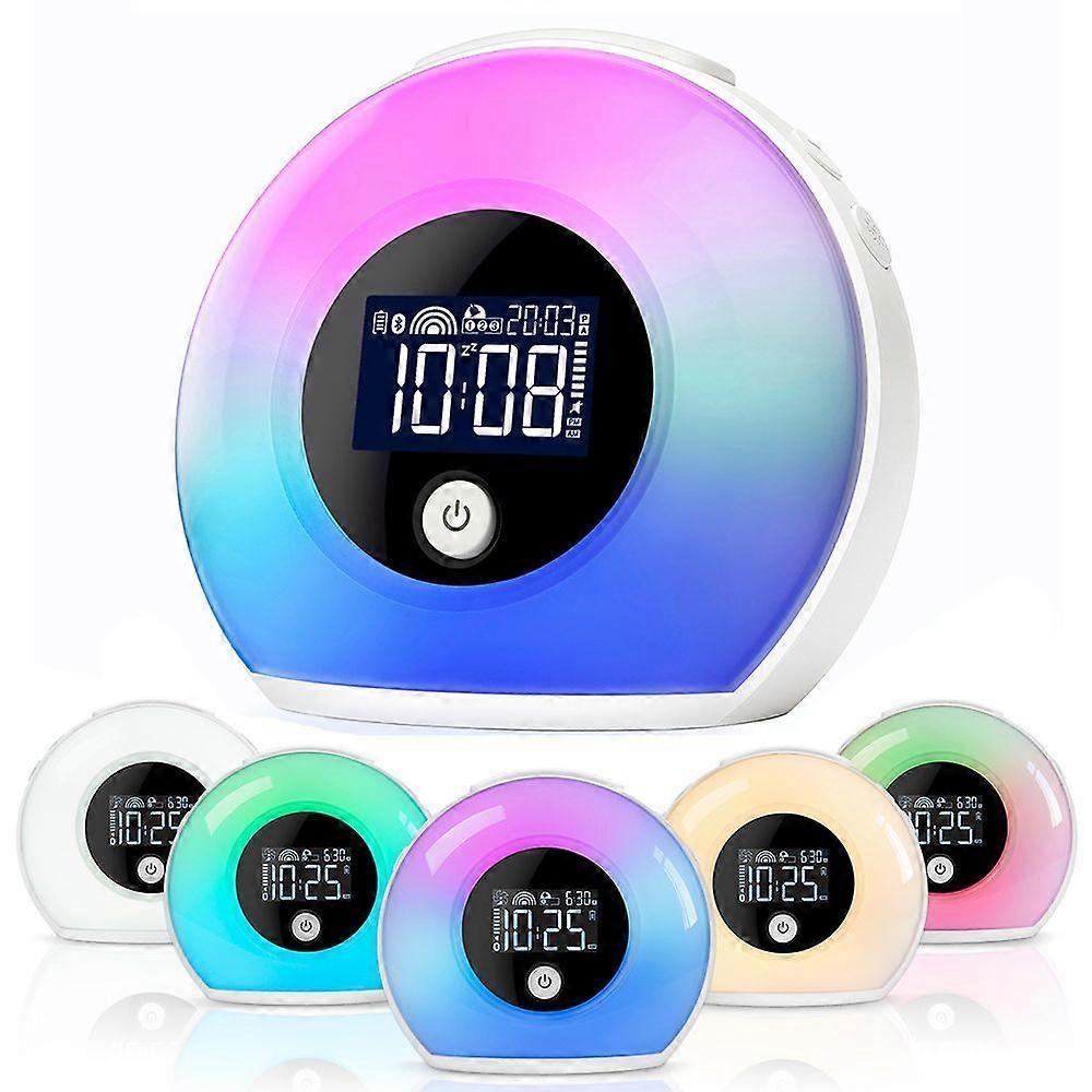 Night light Alarm Clock with Bluetooth speaker Musical Sleep Lamp with LCD screen, 5-colors, Atmosphere Light, Wake up Light
