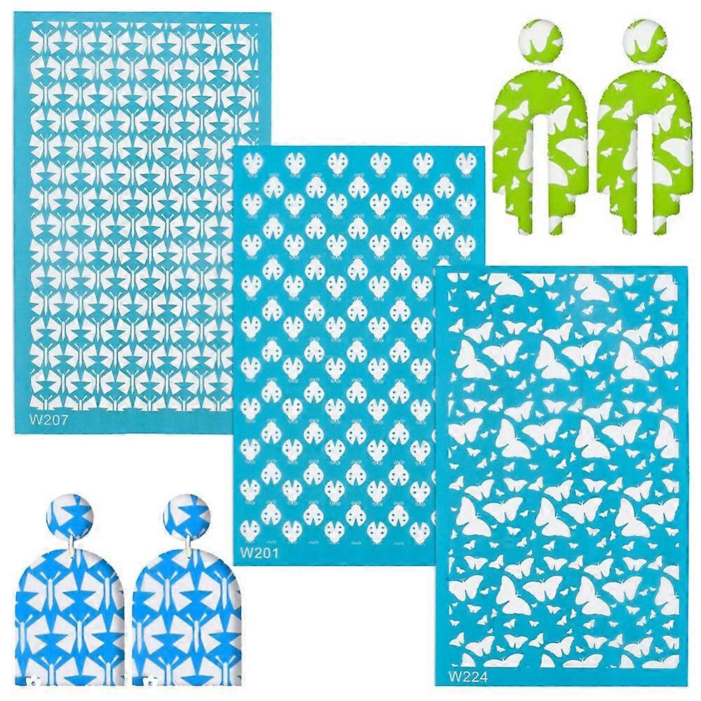 Nylon Impression Mat Mold Rectangle Ceramic & Clay Tools Butterfly Pattern 14.8x9x0.002cm 3pcs/set