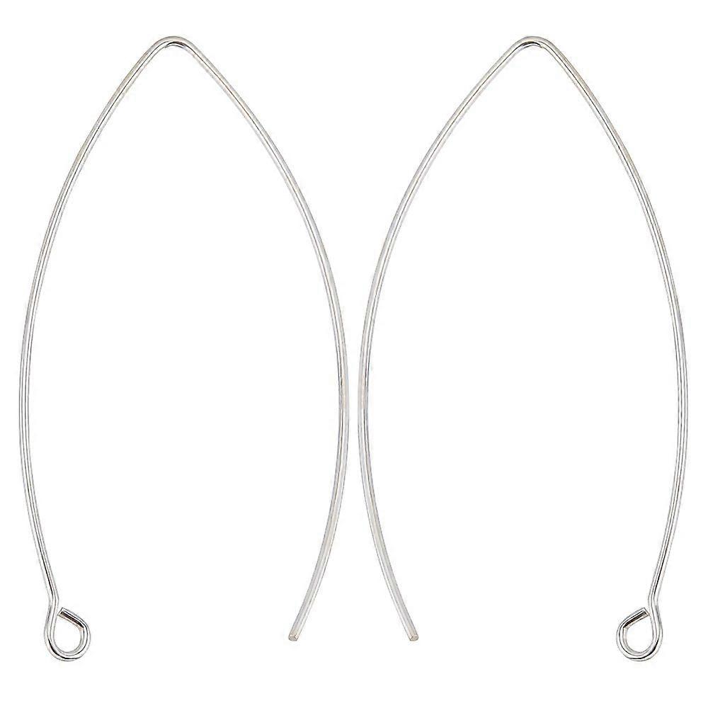1Box 10Pcs/Box 925 Sterling Silver Ear Wires V-Shape 37mm Drop Earring Hooks for DIY Making Findings (Wire 0.6mm)