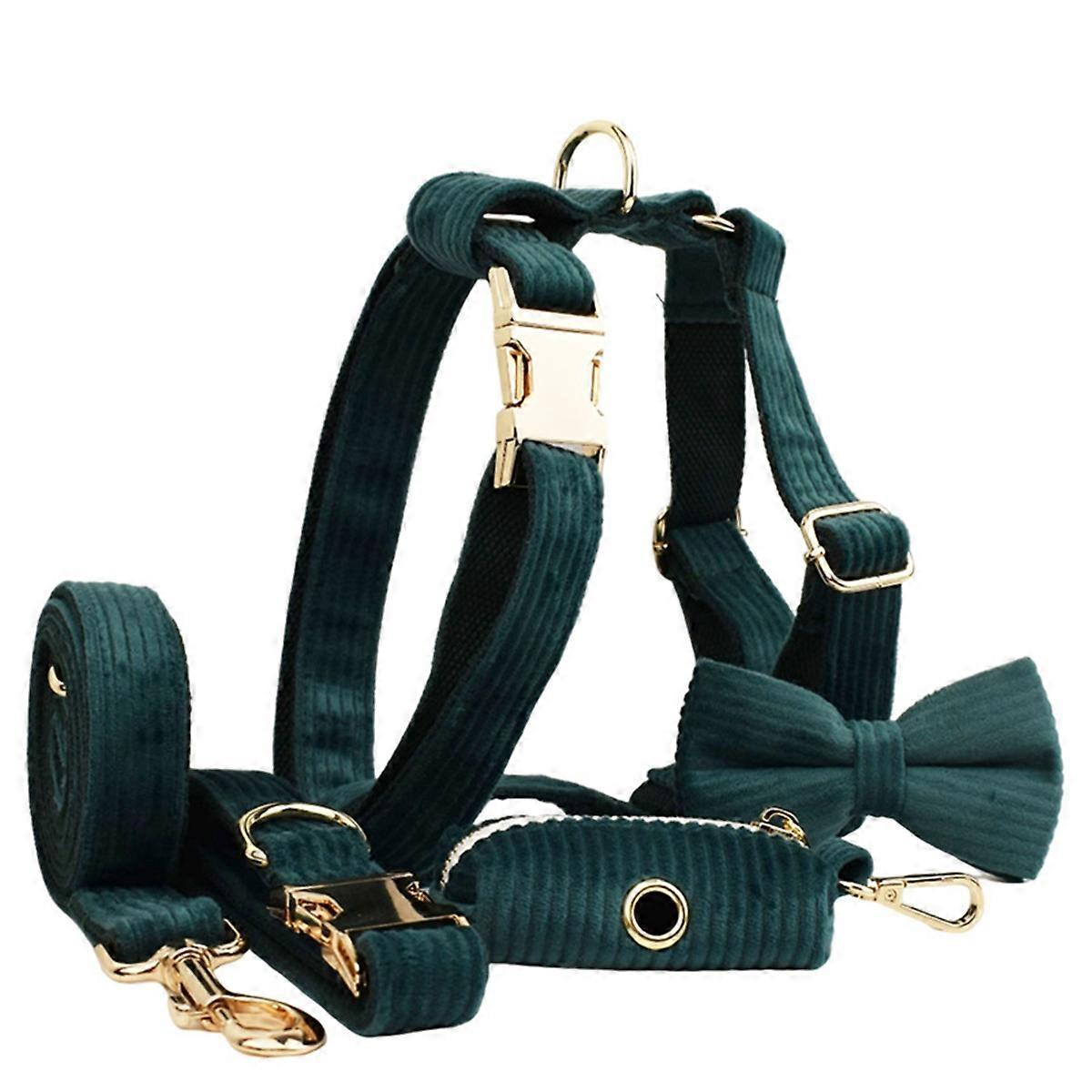 Dark Green Cloth Pet Collar Dog Collar Outdoor Dog Leash Dog Collar M