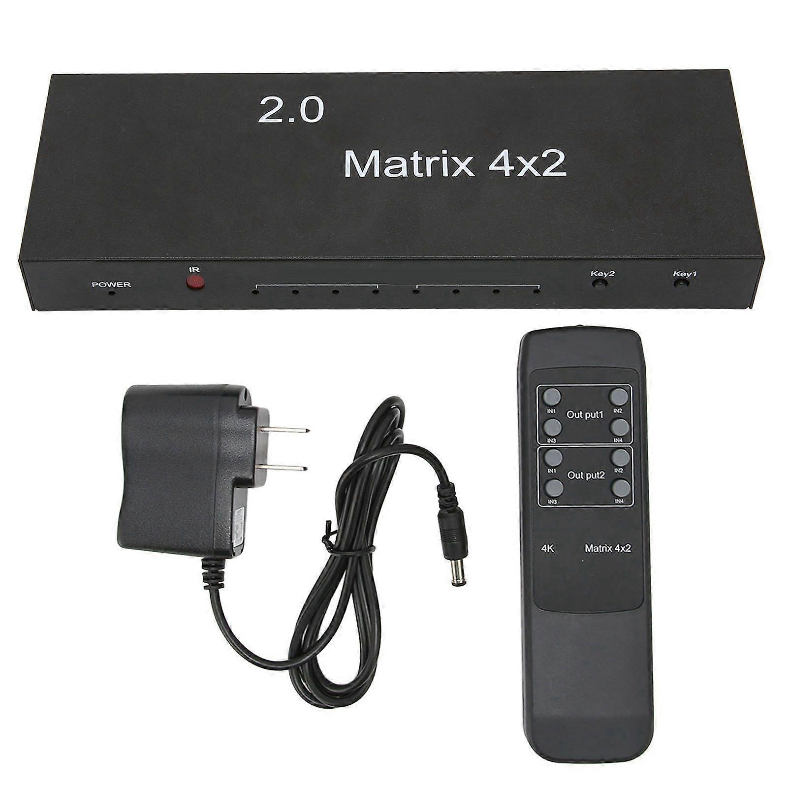 4K 60Hz HDMI Switch 4 In 2 Out with Optical Sound Output and Remote Control Splitter