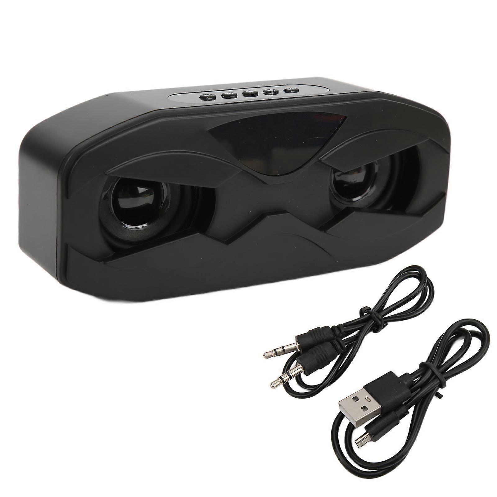 Black Robot Speaker: Small Design with LED Light and Built-In Microphone