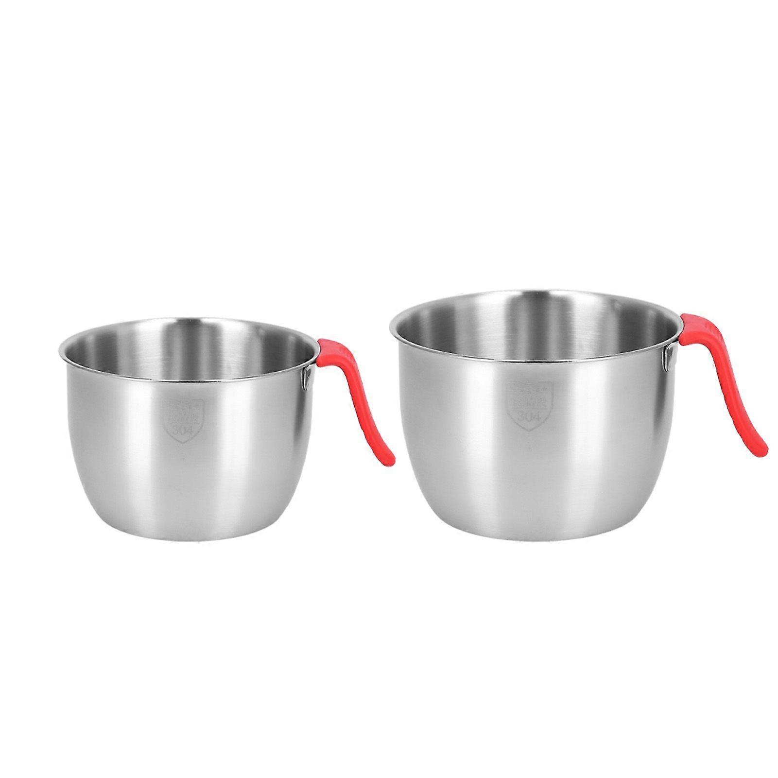 Miksebolle i rustfritt stål med håndtak Sklisikker Dyp sprutsikker eggvispbolle for salatservering (2800ML + 3600ML)