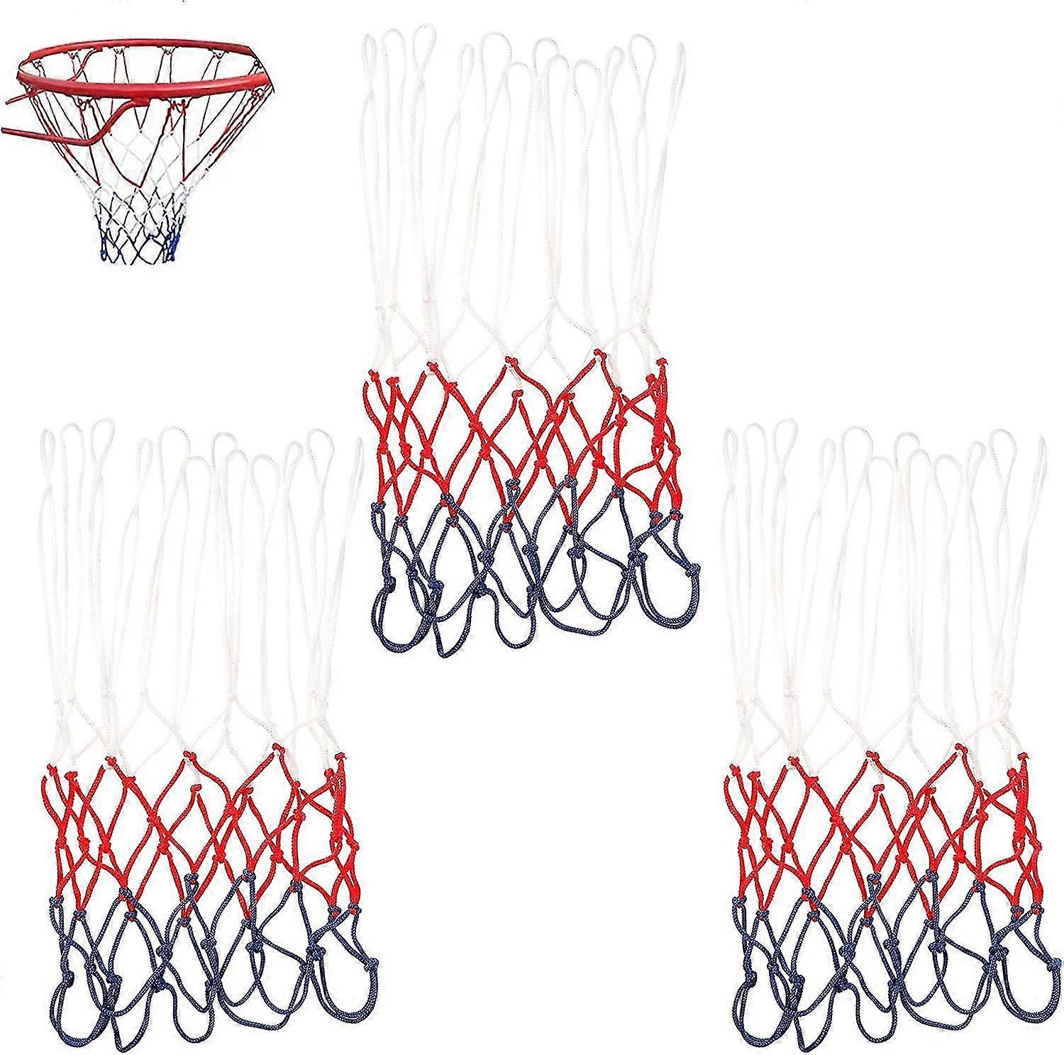 Pack Of 3 Professional Basketball Net, Basketball Replacement Net, Ball Net For Standard Size Basketball Hoop, Net For Outdoor Basketball Hoop
