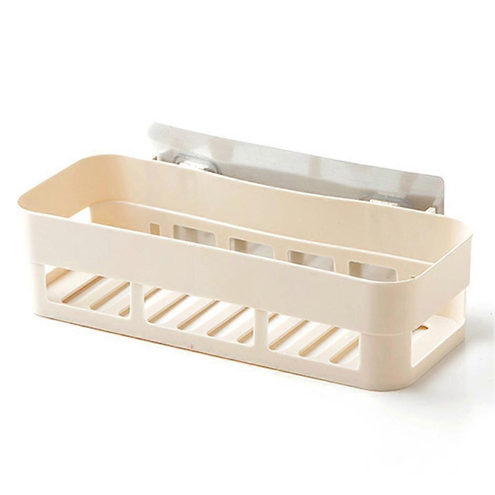 Wall Mounted Single Layer Bathroom Storage Rack Shelf Home Decoration (White)