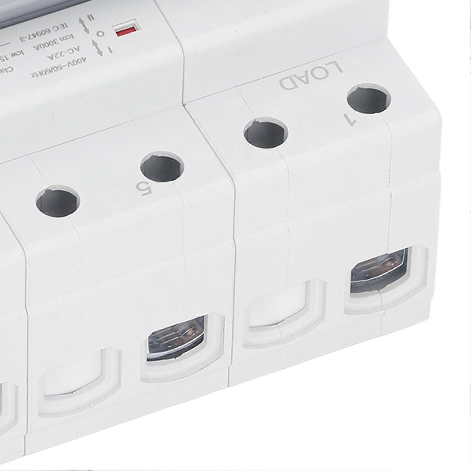 400V AC Dual Power Manual Transfer Switch, DIN Rail Mount, MTS 125A 4 Pole Single Sided Latching Circuit Breaker