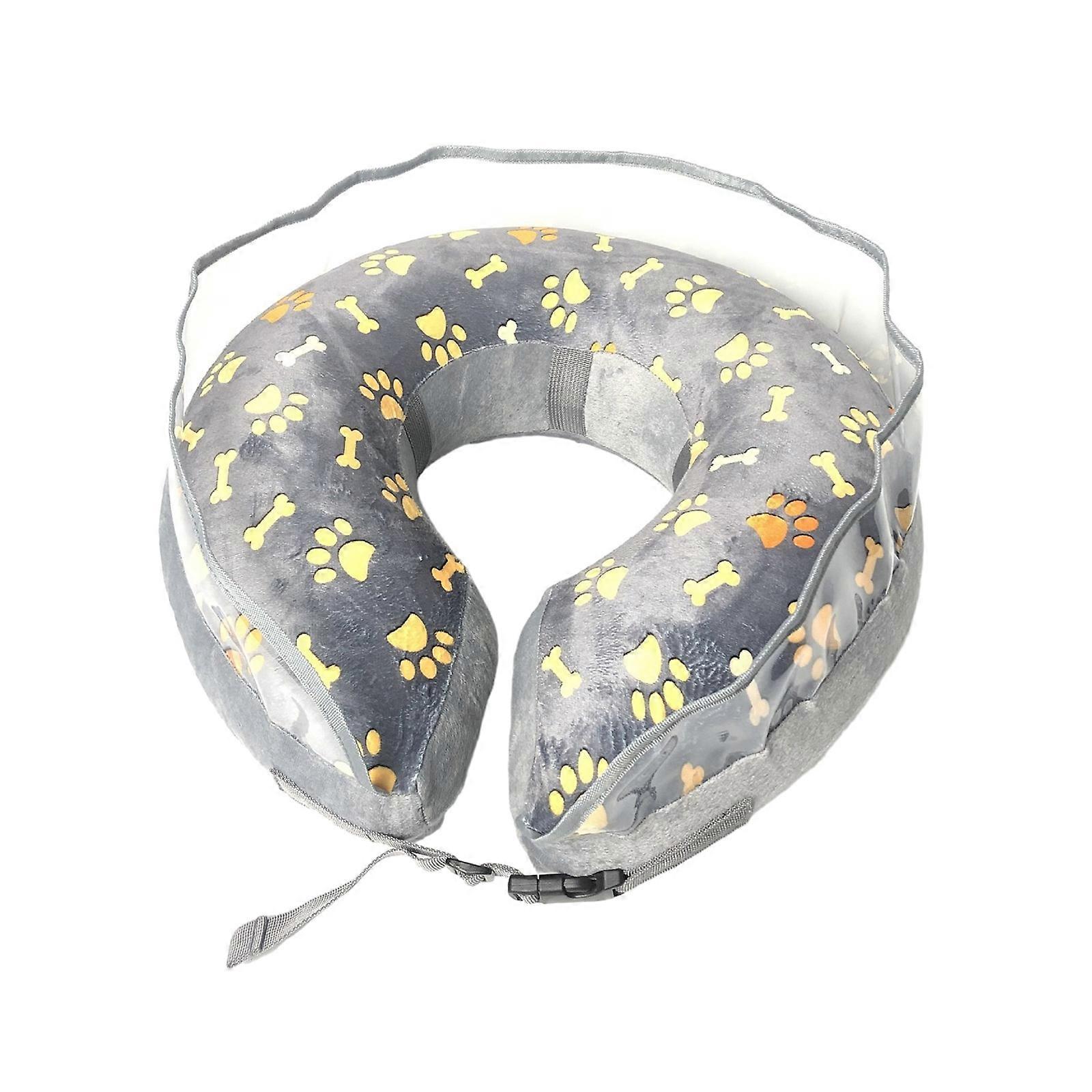 Stop Licking and Biting Inflatable Collar Protective Cone for Pets Clear Baffle for Visibility for Post Surgery Healing Gray XL