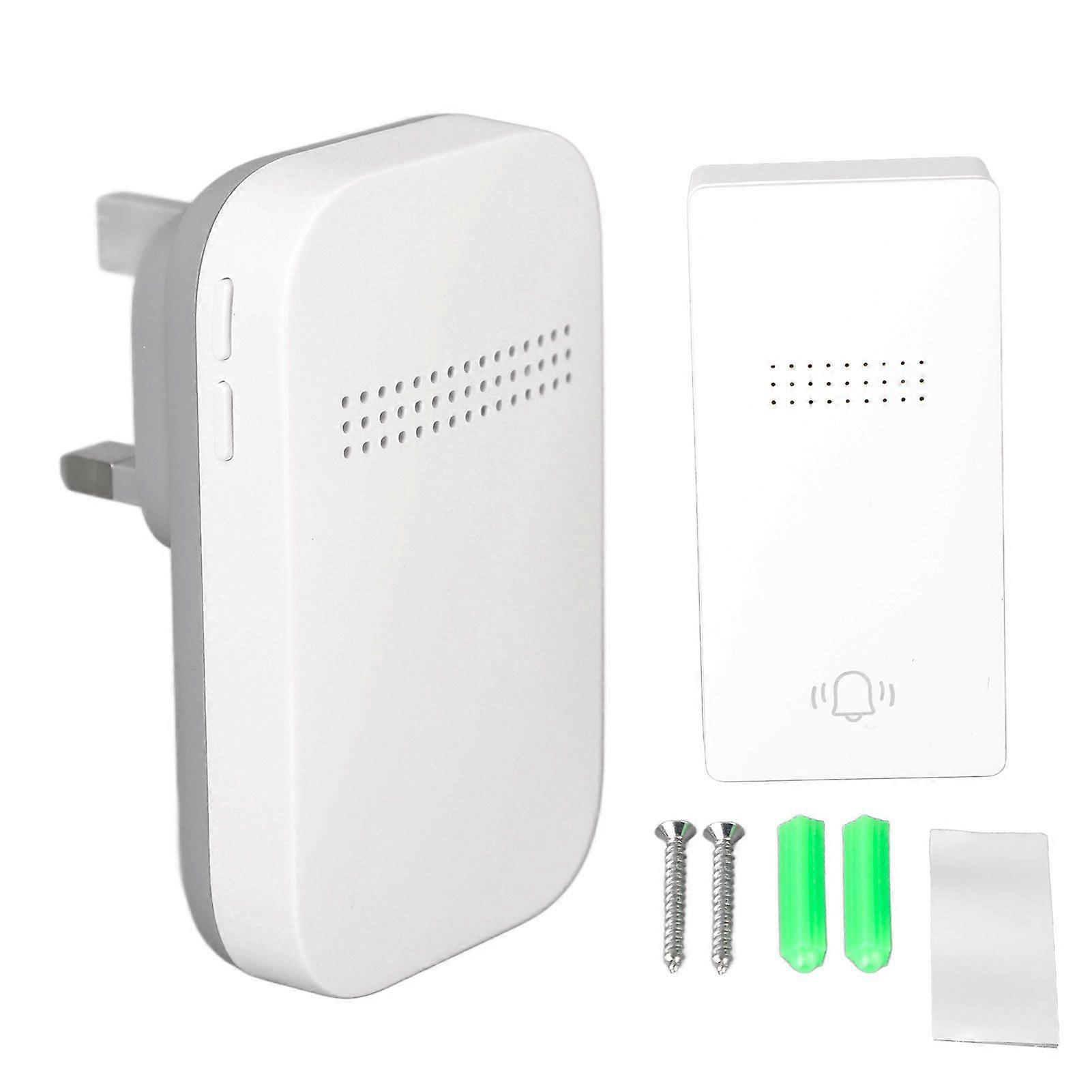 Self Powered Door Bell with Receiver Automatic Ringing Push Button Wireless Doorbell 100230V UK Plug