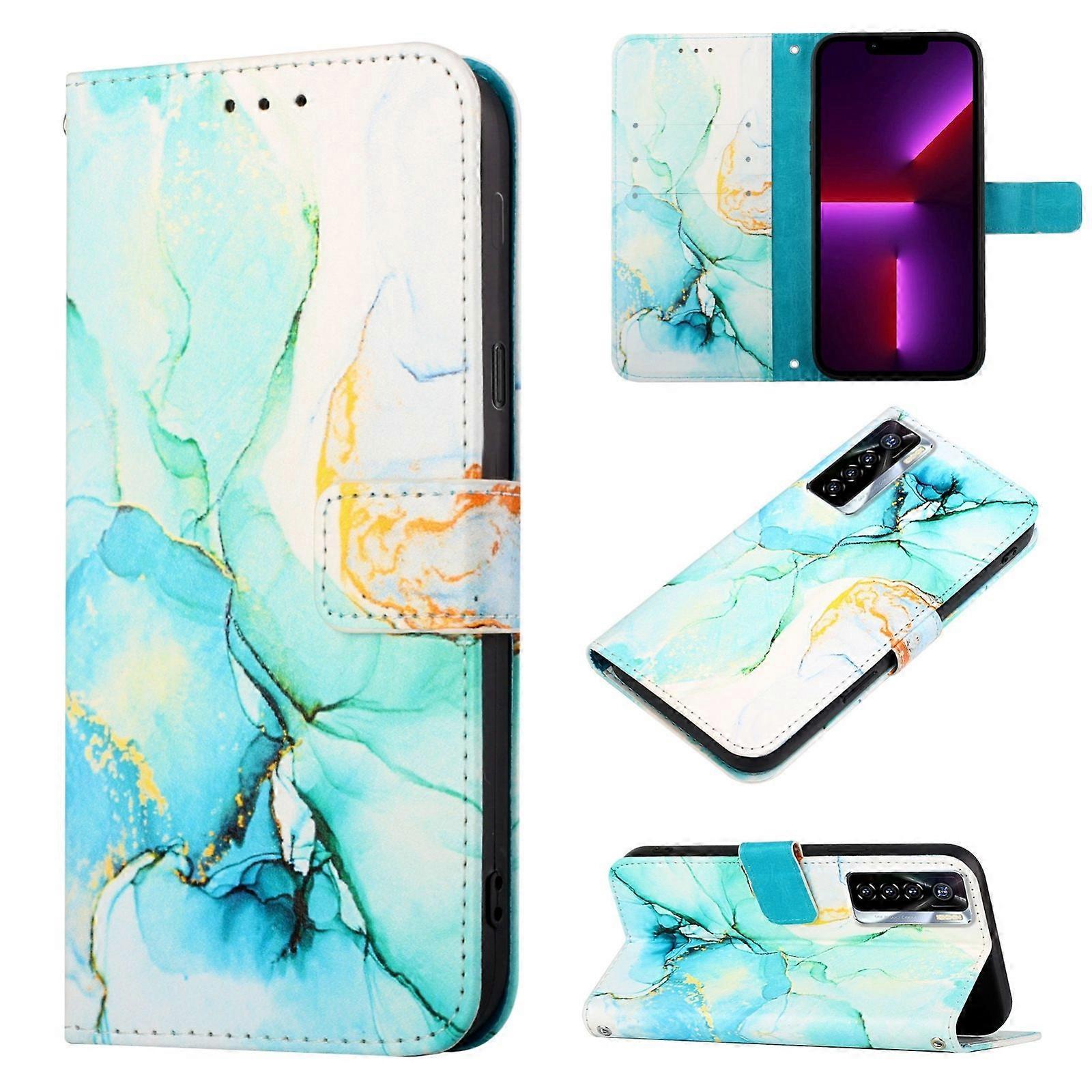 For Tecno Camon 17 Pro PT003 Marble Pattern Flip Leather Phone Case