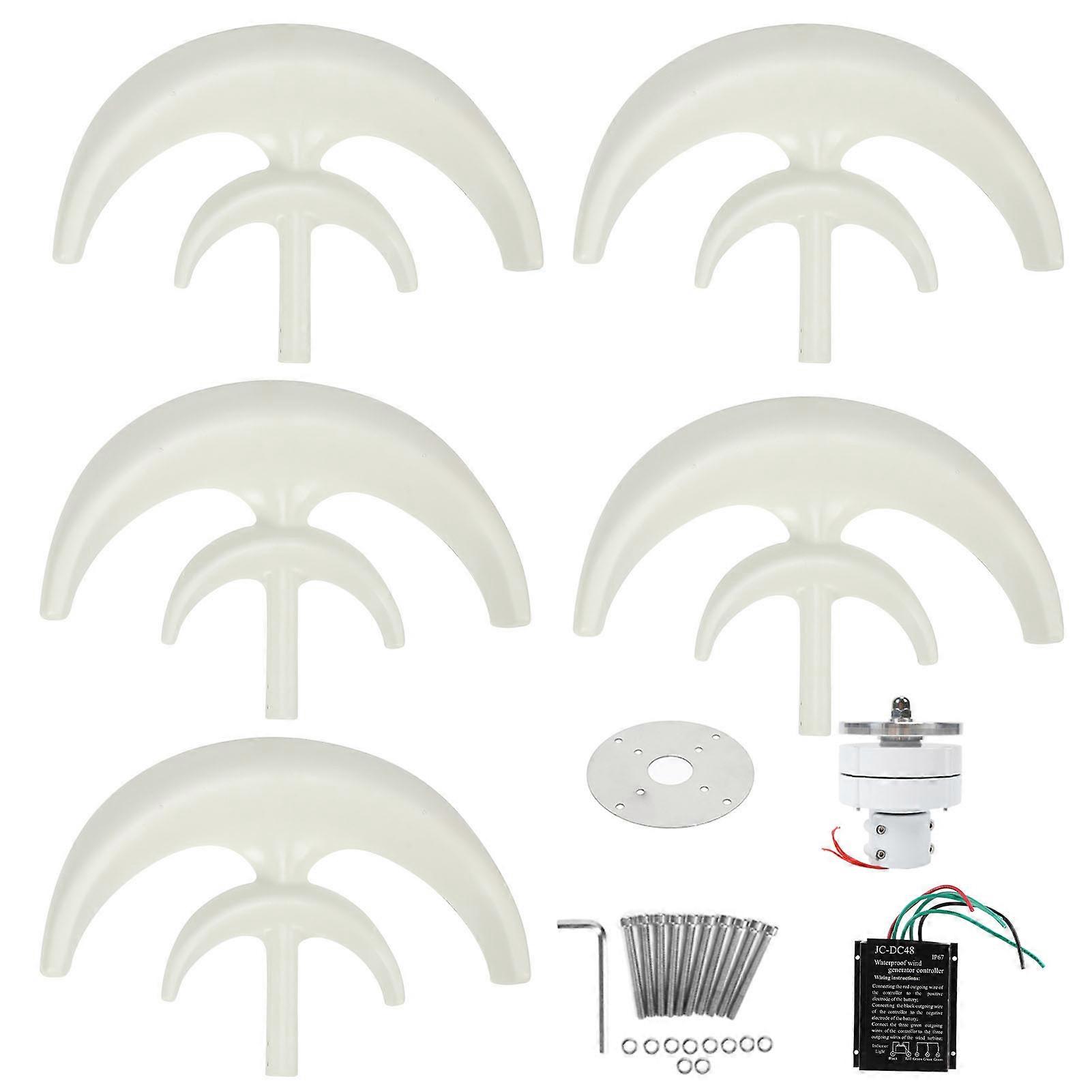 Wind Turbine Kit 1200W 5 Blade Generator AC Motor Solar System Lantern Type DoubleLayer White(48V )