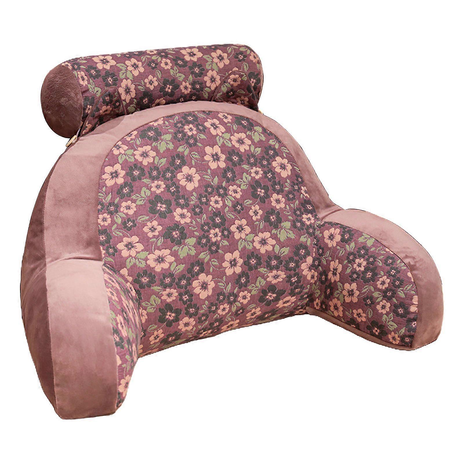 Back Cushion Fully Filled Headboard Cushion Flower Pattern Soft Supportive Pillow for Neck Back Waist