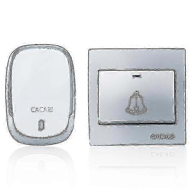 Wireless Doorbell Waterproof Battery Button 300m Remote Led Light Receiver(silver)