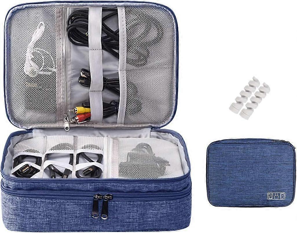 Electronic storage bag, electronic accessory bag Travel cable storage bag Three layer compatible hard disk drive, charger