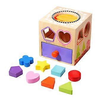 Shape Matching Toy Early Developmental Shape Sorting Touch Box Wooden Activity Center Kids Drop Box for Activity Coordination