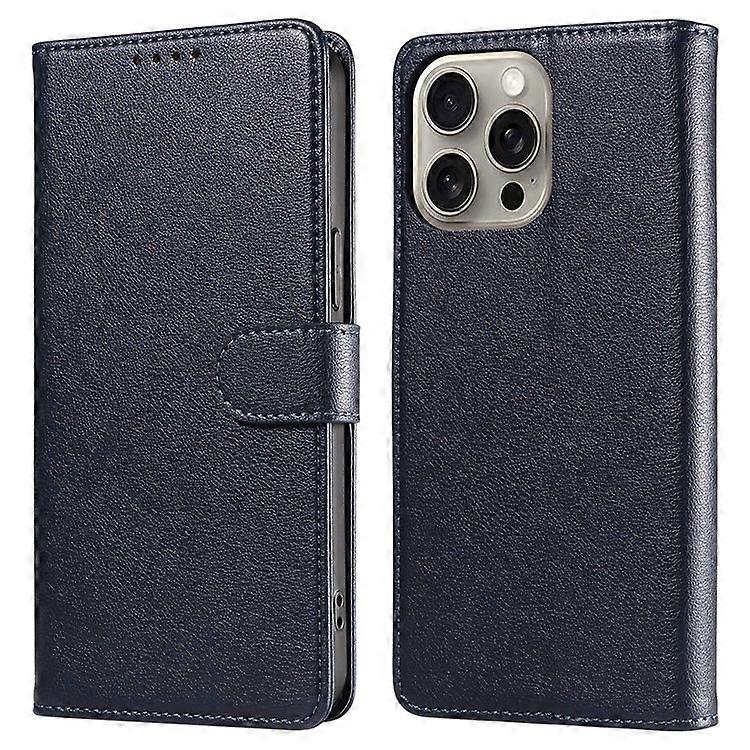 Compatible For iPhone 16 Pro Leather Case Litchi Texture RFID Blocking Wallet Stand Phone Cover